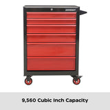 Mastercraft Rolling Tools Storage Cabinet with 6 Drawers, Black&Red, 26-in