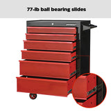 Mastercraft Rolling Tools Storage Cabinet with 6 Drawers, Black&Red, 26-in