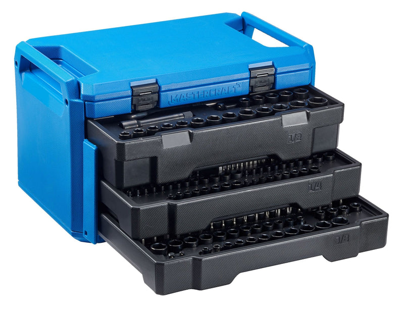Mastercraft Socket Set, SAE/Metric, CRV, Black Steel Finish, 260-pc L9