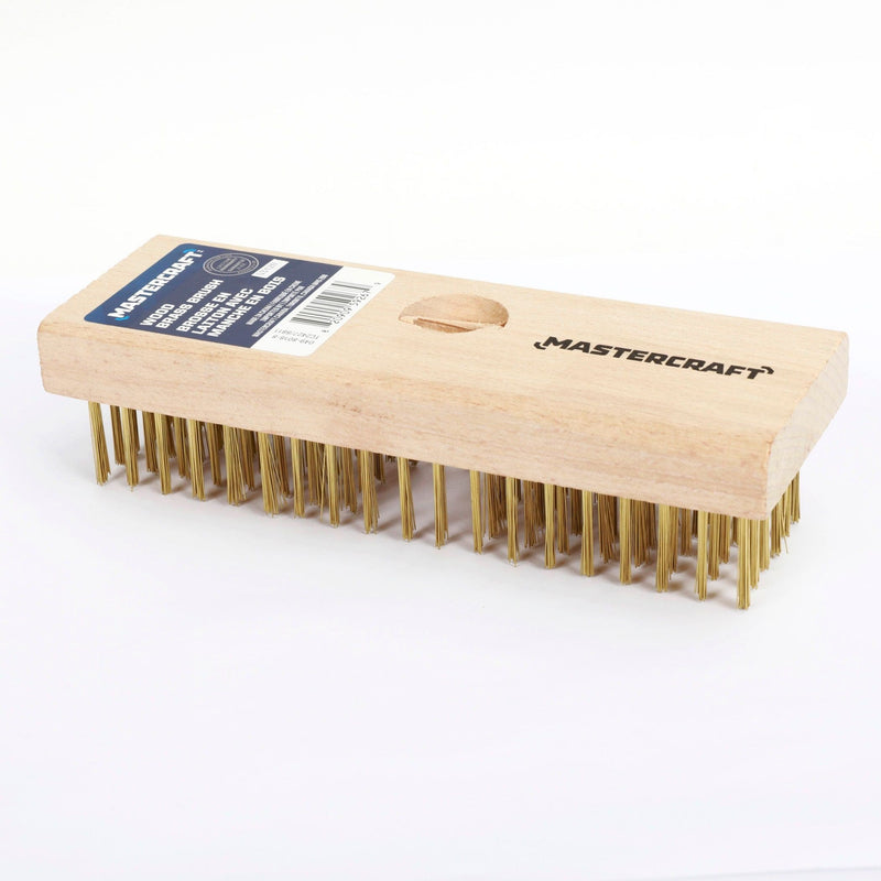 Mastercraft Wood & Brass Wire Block Brush Cleans/Removes Paint, Rust & Dirt From Metal U3