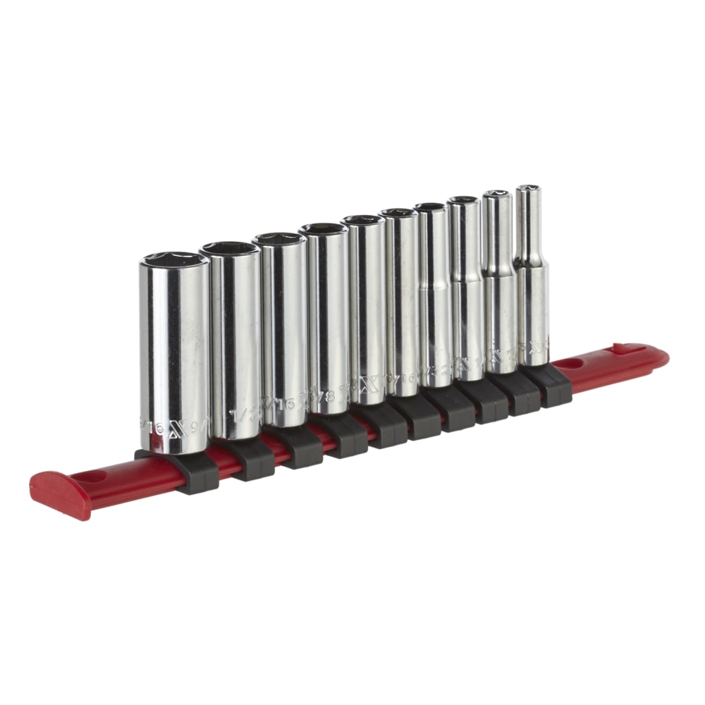 MAXIMUM 1/4-in Drive Deep Socket Set 10-pc, CRV, Nickel-Chrome Plating