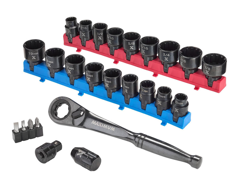 MAXIMUM 25 Piece 3/8" Drive Pass-Thru Socket Set T9