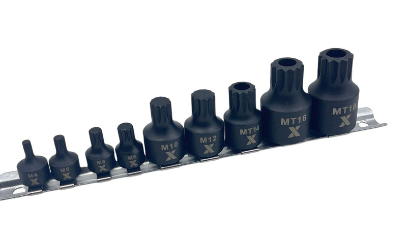 MAXIMUM 9 Piece Impact Stubby Bit Socket Rail Triple Square K3