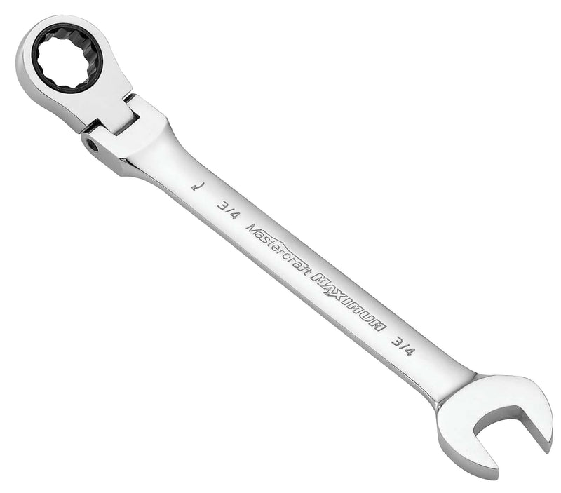 MAXIMUM Flexhead Ratcheting Wrench, Assorted Sizes, SAE/ Metric, Metal, Chrome B4