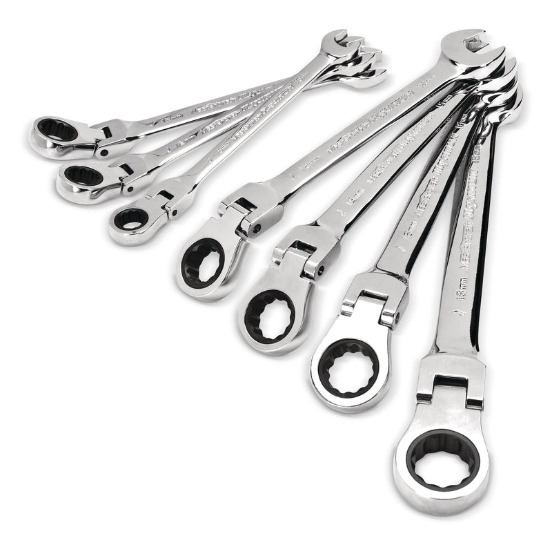 MAXIMUM Flexhead Ratcheting Wrench Set, Alloy Steel, Metric, 7-pc I2