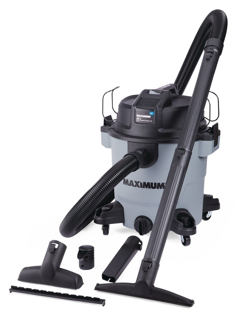 MAXIMUM VJH1211PF 6.0 Peak HP Portable Wet/Dry Shop Vacuum with Hose and Accessories, 45-L D8