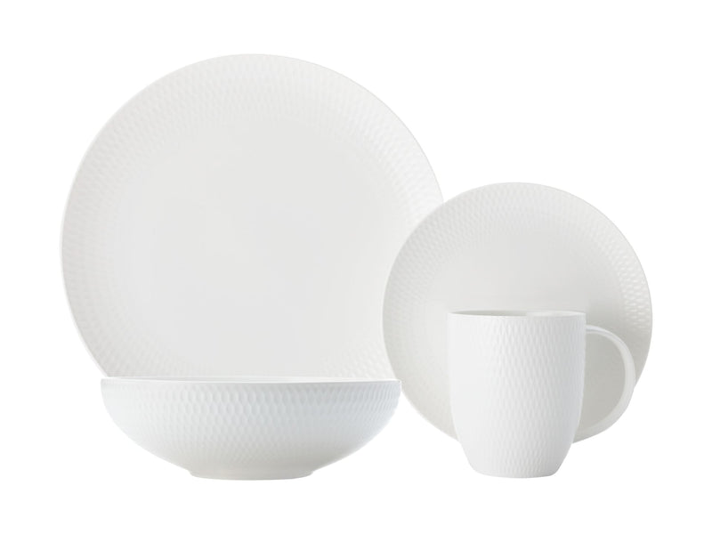 Maxwell & Williams Round Diamond Porcelain Dinnerware Set, Serves 4, 16-pc, White K1