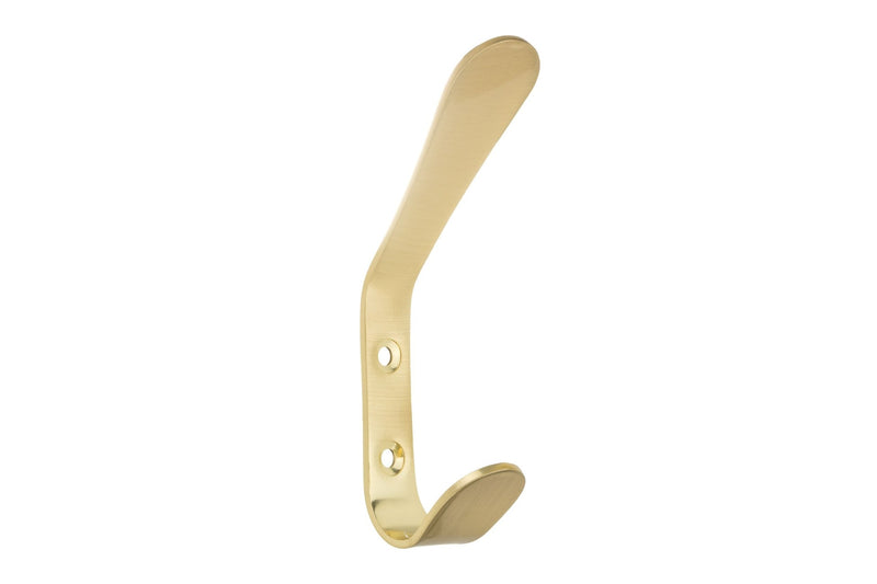 Metal Utility Double Hook, Satin Brass F6