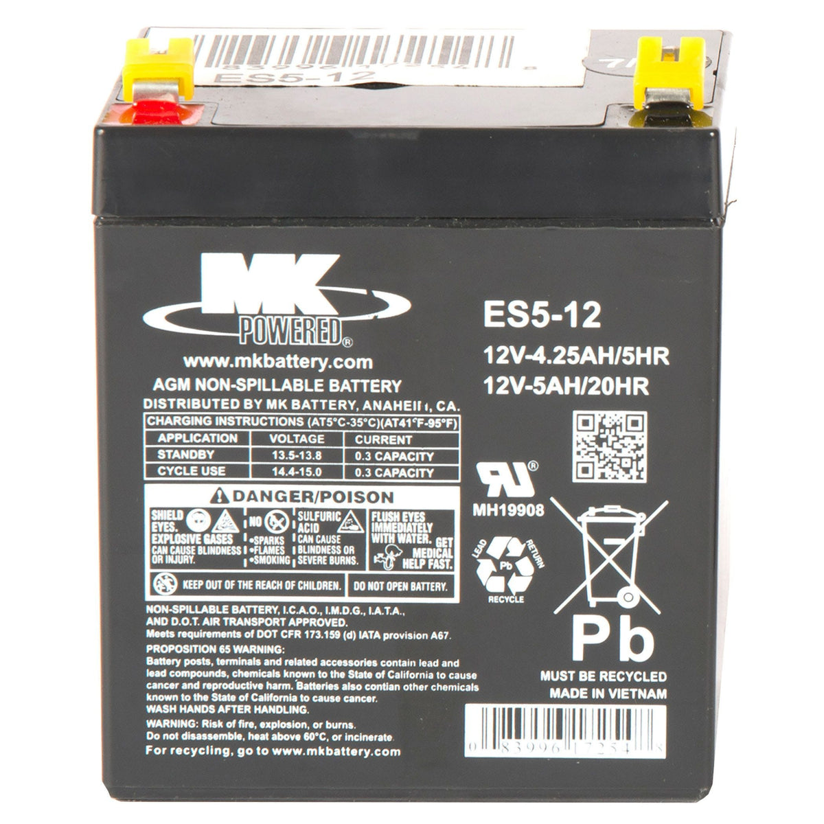 MK Battery 12-Volt 5 Ah SLA Battery, F2 Terminal