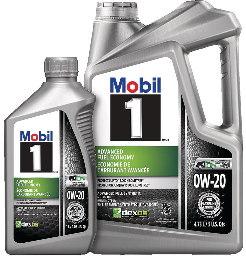 Mobil 1 Advanced Fuel Economy 0W20 Synthetic Engine/Motor Oil Set, 4.73-L + 1-L D6