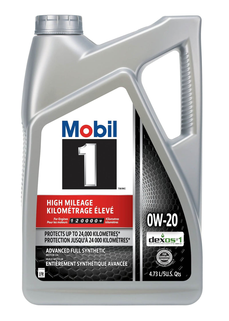 Mobil 1 High Mileage 0W20 Synthetic Engine/Motor Oil, 4.73-L L4
