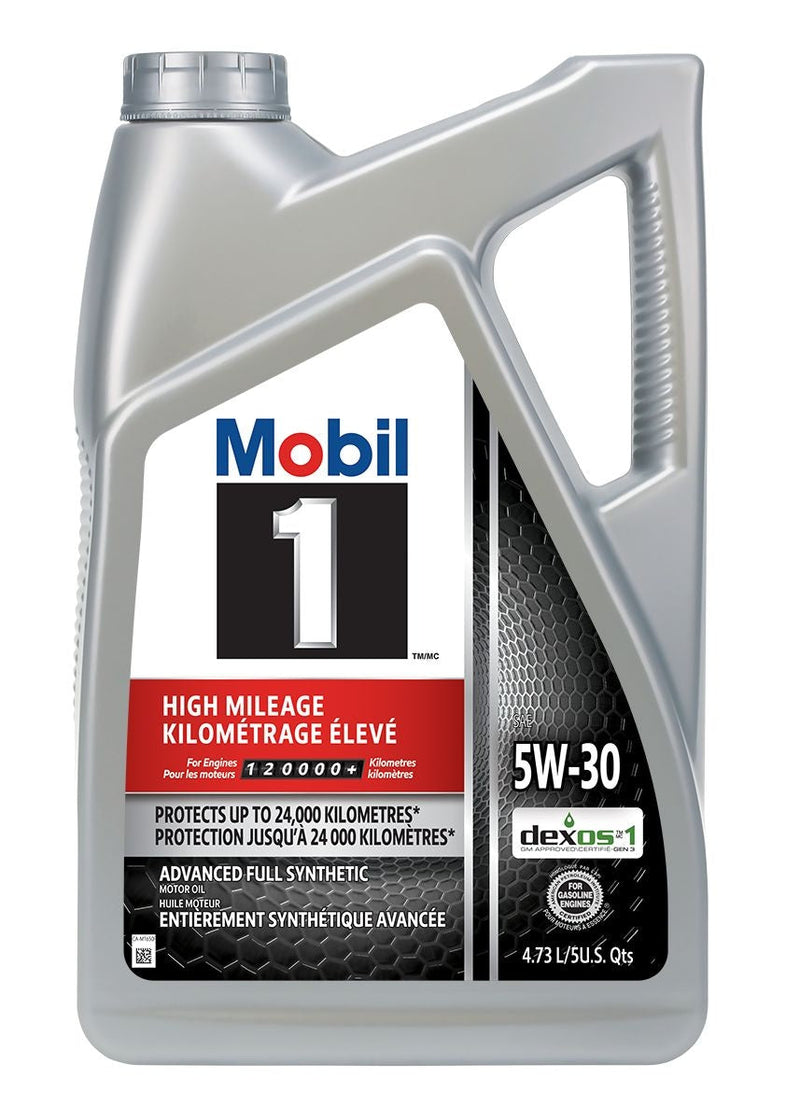 Mobil 1 High Mileage 5W30 Synthetic Engine/Motor Oil, 4.73-L L6