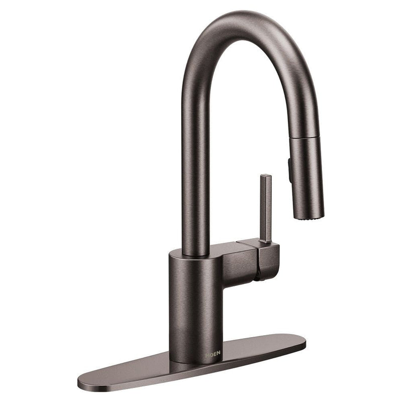 Moen Align Single Handle High Arc Pull Down Spot-Resist Sprayer Kitchen Faucet with Power Clean, Black Stainless Steel K2