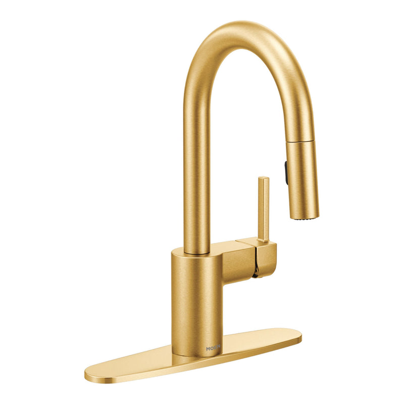 Moen Align Single Handle High Arc Pull Down Sprayer Bar Faucet, Brushed Gold A7
