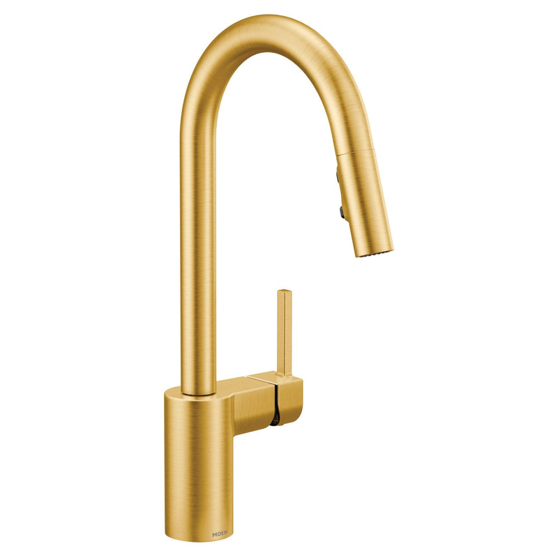 Moen Align Single Handle High Arc Pull Down Sprayer Kitchen Faucet, Brushed Gold Q0