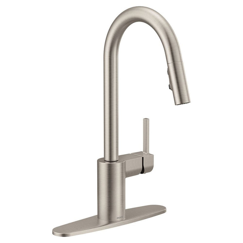 Moen Align Single Handle Modern Pull Down Sprayer Kitchen Faucet with Reflex & Power Clean, Stainless Steel K0