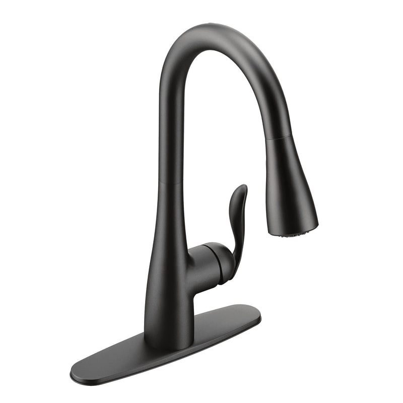 Moen Arbor Single Handle Modern Pull Down Kitchen Faucet with Reflex & Power Clean, Matte Black E1