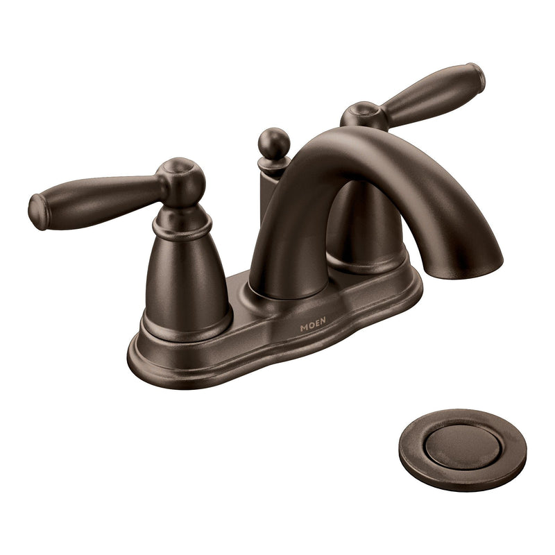 Moen Brantford Double Handle Low Arc 4-in Centerset Bathroom Sink Faucet, WaterSense Certified, Oil Rubbed Bronze Y1