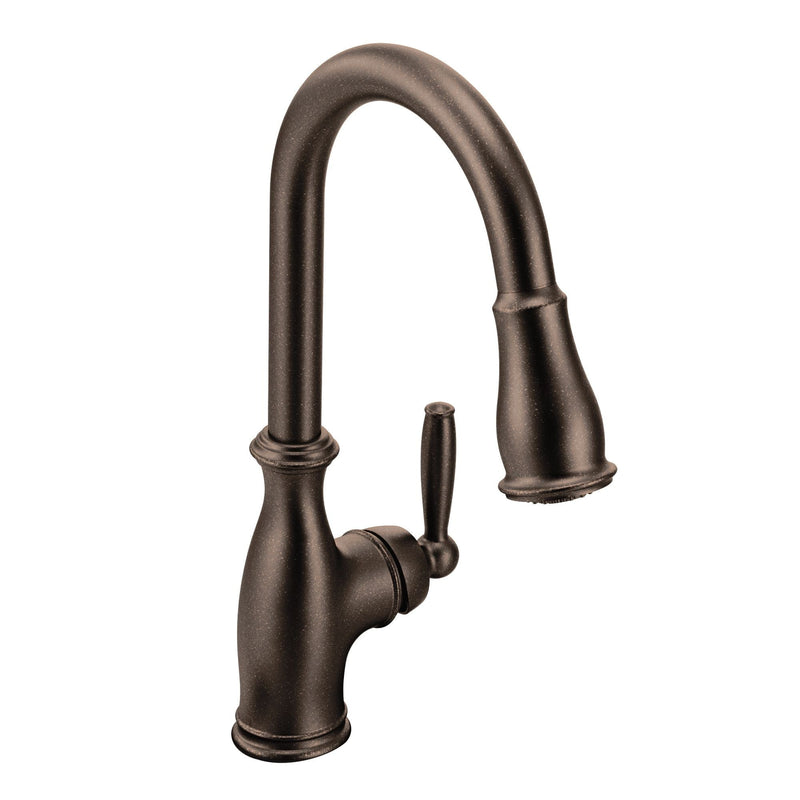 Moen Brantford Single Handle High Arc Pull Down Kitchen Faucet with Power Clean, Oil Rubbed Bronze J3