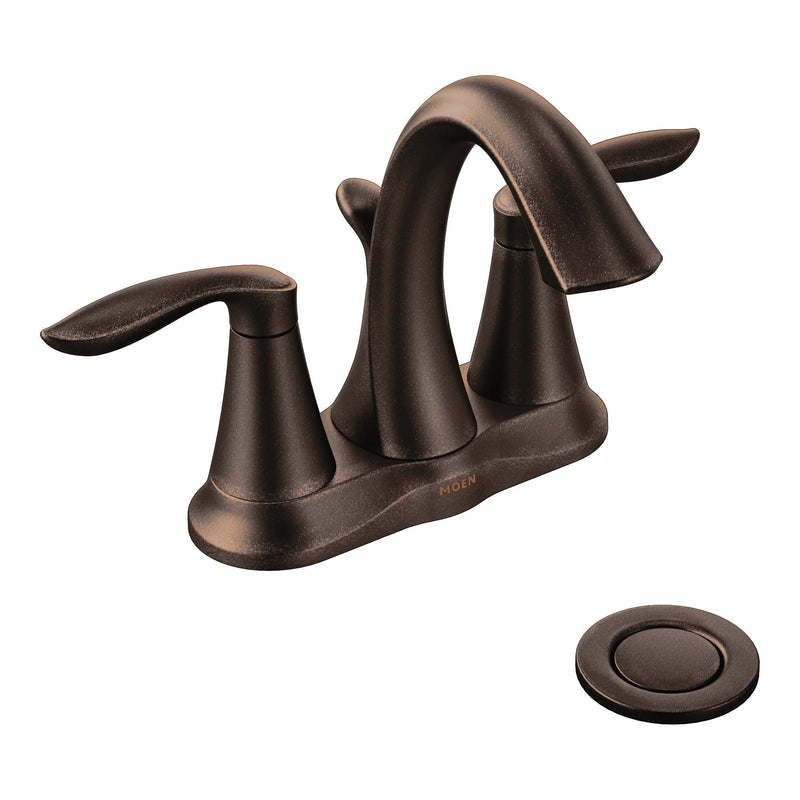 Moen Eva Double Handle High Arc 4-in Centerset Bathroom Sink Faucet, WaterSense Certified, Oil Rubbed Bronze D5