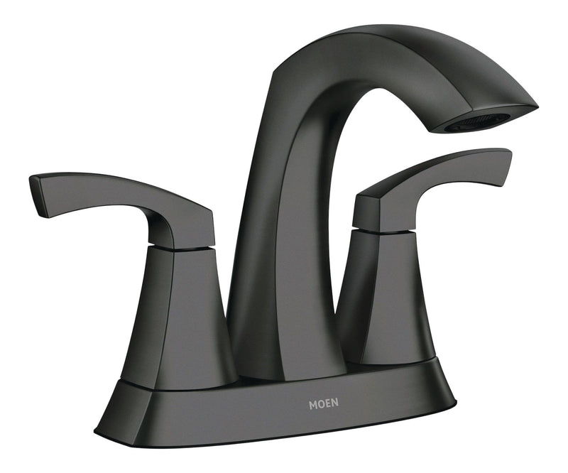 Moen Lindor Double Handle Bathroom Faucet, Meets EPA WaterSense Criteria, Matte Black H5