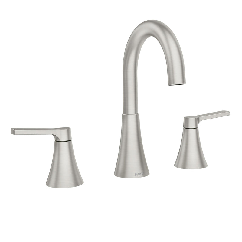 Moen Mikah Double Handle Widespread Bathroom Faucet, Spot Resist Brushed Nickel H5