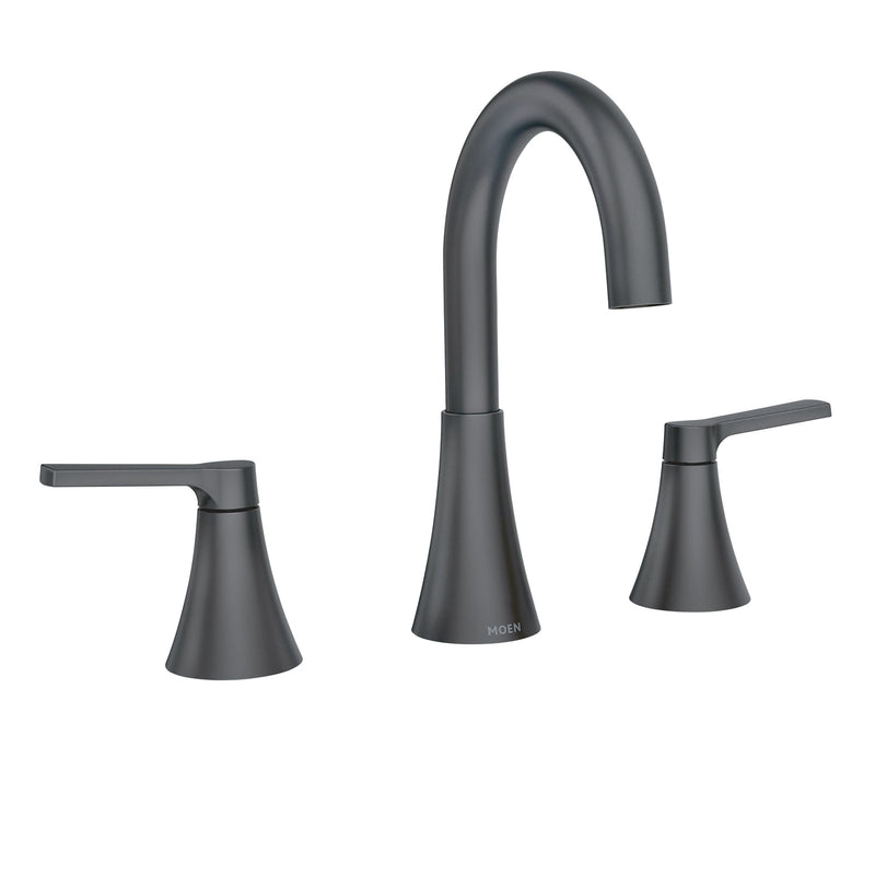 Moen Mikah Double Handle Widspread Bathroom Faucet, Matte Black N6