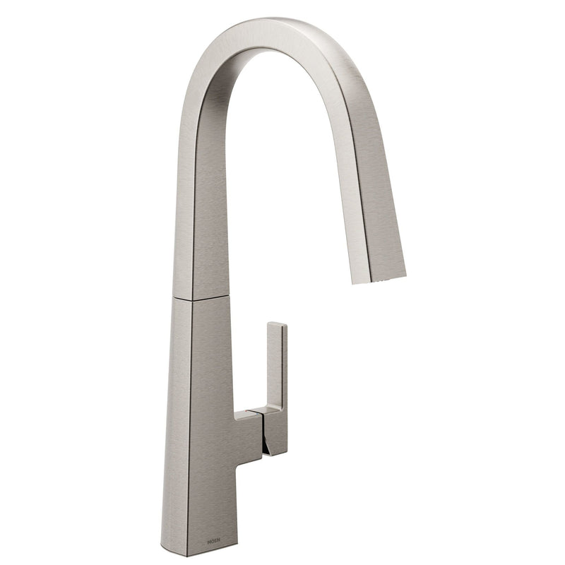 Moen Nio U Single Handle High Arc Smart Pull Down Spot-Resist Sprayer Kitchen Faucet with Power Clean, Stainless Steel O6