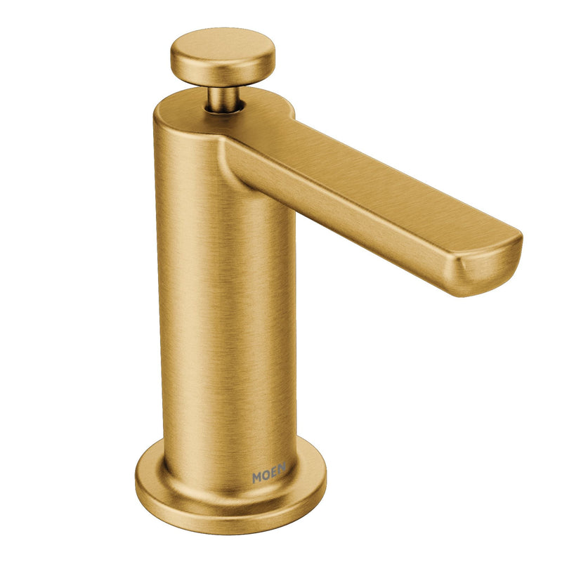 Moen Premium Deck Mounted Kitchen Soap Dispenser with Refillable Bottle, Brushed Gold Q3