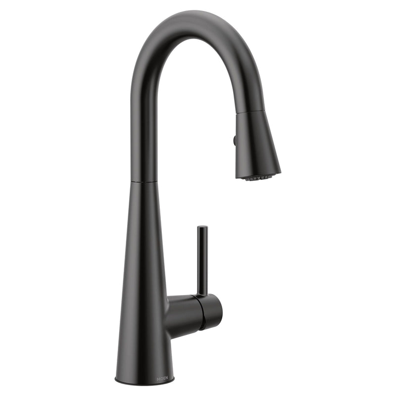Moen Sleek Single Handle High Arc Pull Down Kitchen Faucet, Matte Black I2