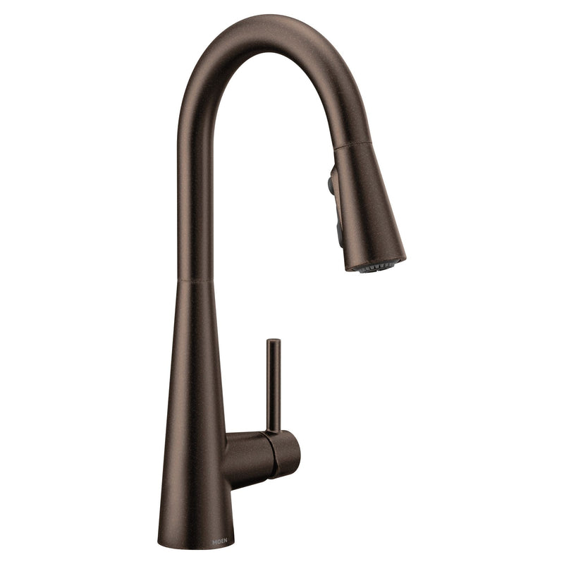 Moen Sleek Single Handle High Arc Pull Down Kitchen Faucet, Oil Rubbed Bronze U0