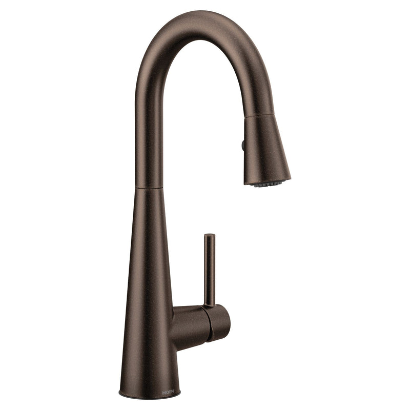 Moen Sleek Single Handle High Arc Pull Down Sprayer Kitchen Faucet, Oil Rubbed Bronze D3