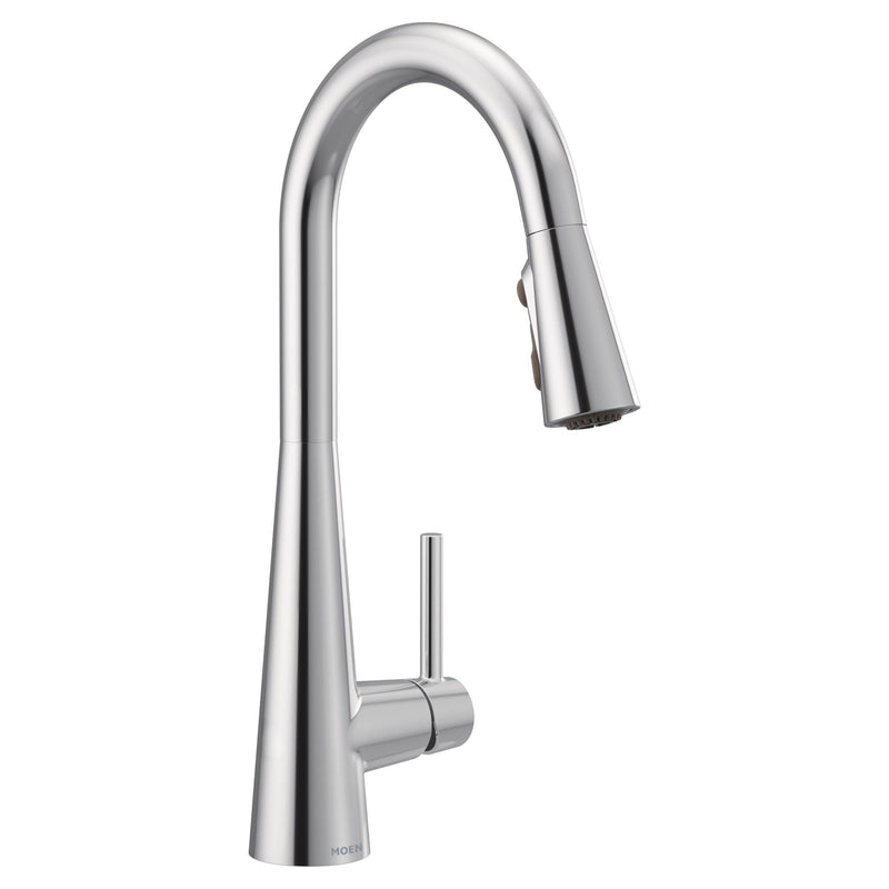 Moen Sleek Single Handle High Arc Pull Down Sprayer Kitchen Faucet with Power Boost, Chrome J2