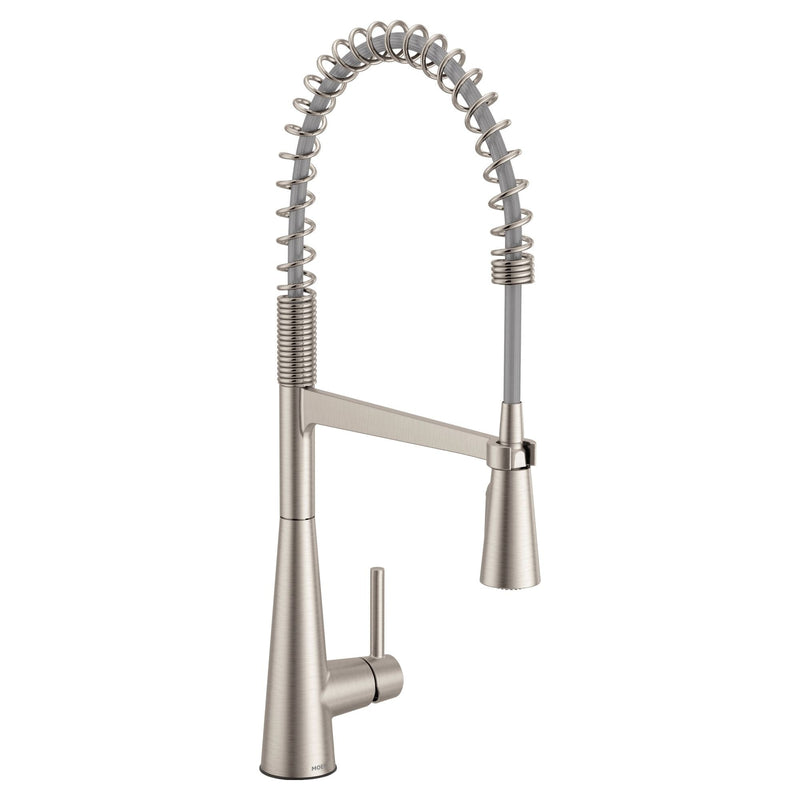 Moen Sleek Single Handle Pre-Rinse Spring Pull Down Spot-Resist Kitchen Faucet, Stainless Steel F2
