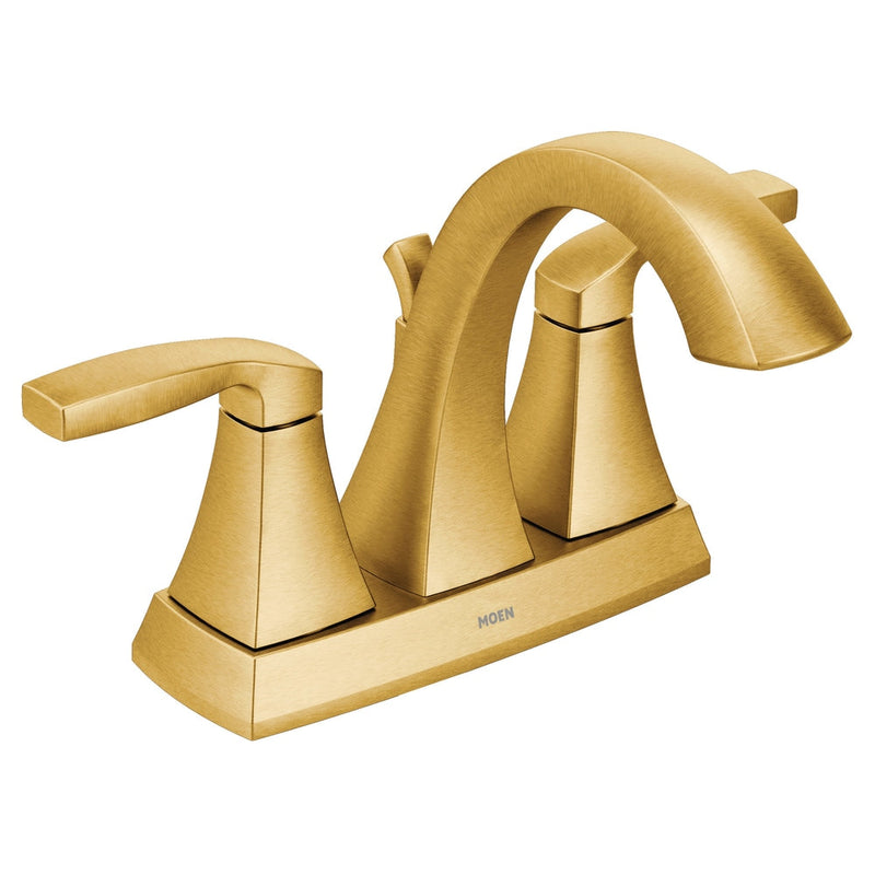Moen Voss Double Handle 4-in Centerset Bathroom Sink Faucet, WaterSense Certified, Brushed Gold C2