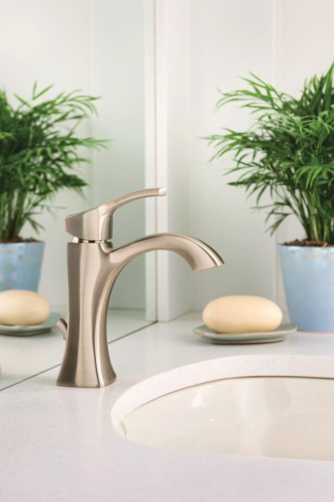 Moen Voss Single Handle High Arc Single Hole Bathroom Sink Faucet, Brushed Nickel
