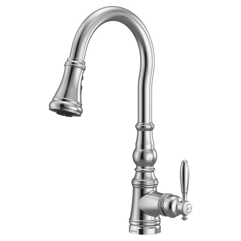 Moen Weymouth Single Handle High Arc Pull Down Sprayer Kitchen Faucet with Power Clean, Chrome C5