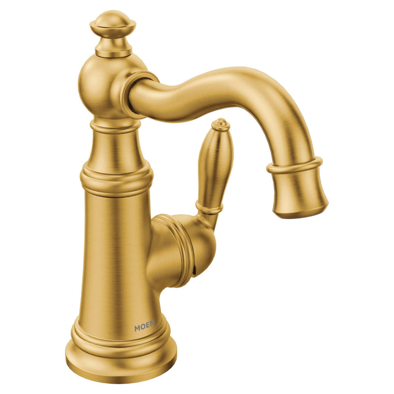 Moen Weymouth Single Handle Single Hole Bathroom Sink Faucet, WaterSense Certified, Brushed Gold G9