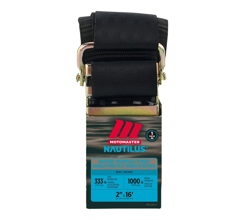 MotoMaster 1,000-lb Marine Gunwale Strap, Fully Adjustable, 2-in x 16-ft N7