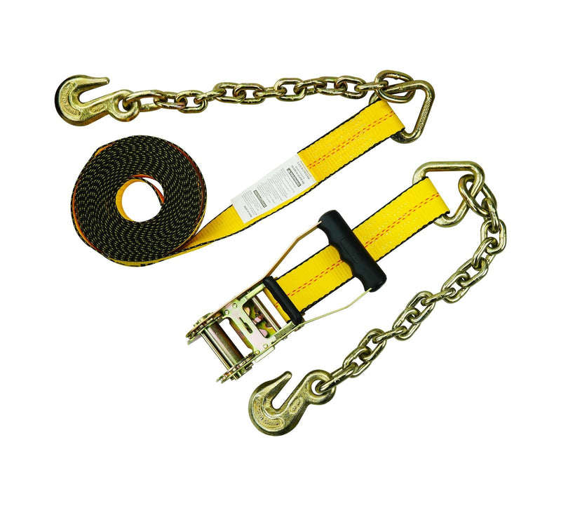 MotoMaster 10,000-lb Commercial Ratchet Tie Down Strap, with 18-in Chain, 2-in x 27-ft Q7