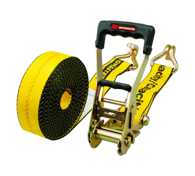 MotoMaster 10,000-lb Ratchet Tie Down Strap, Abrasion Resistant, 2-in x 27-ft I0