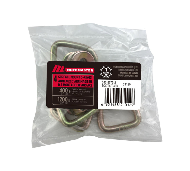 MotoMaster 1,200-lb Light Duty D-Ring, Surface Mountable, 4-pk X7