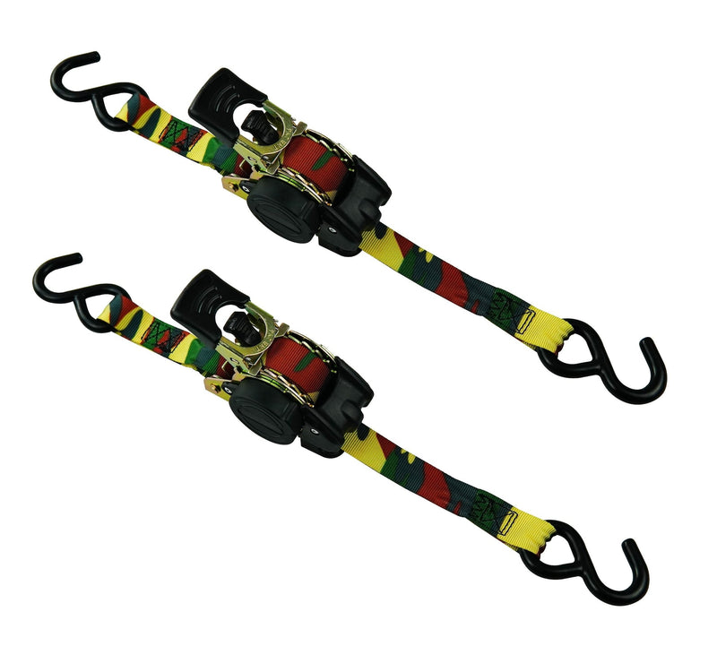 MotoMaster 1,200-lb Retractable Camo Ratchet Tie Down Straps, 1-in x 10-ft, 2-pk A5