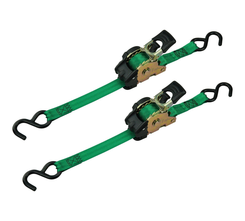 MotoMaster 1,200-lb Retractable Ratchet Tie Down Straps, 1-in x 10-ft (2.54 cm x 3 m), 2-pk T7