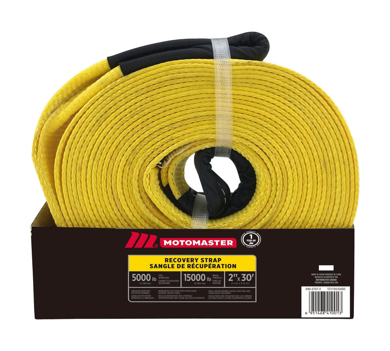 MotoMaster 15,000-lb Recovery Strap with Loop Ends, Commercial Grade, 2-in x 30-ft X0