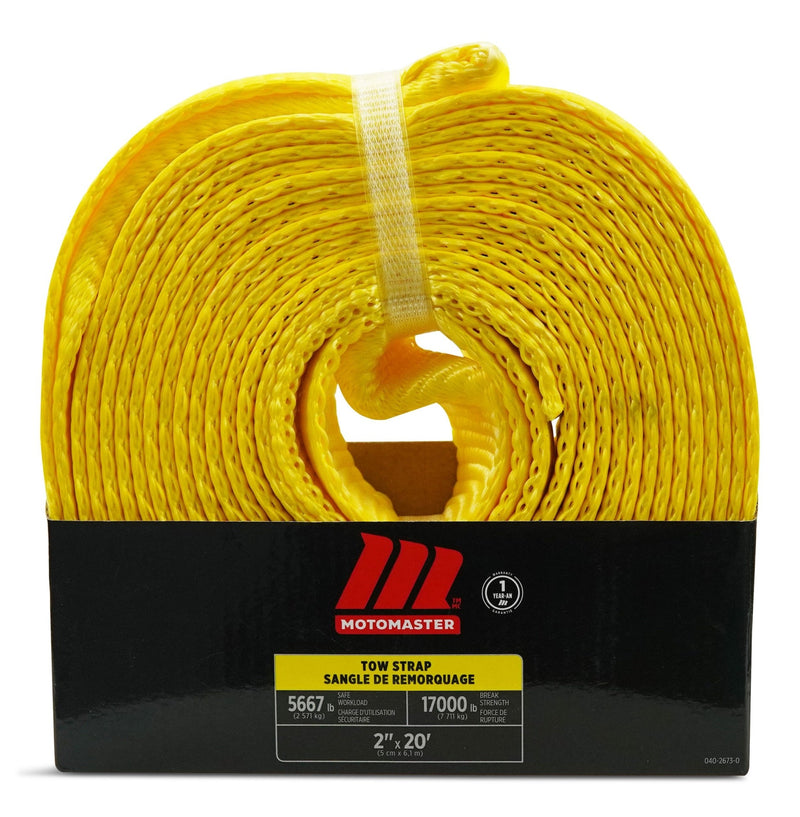 MotoMaster 17,000-lb Tow Strap, with Reinforced Eyes, 2-in x 20-ft P4