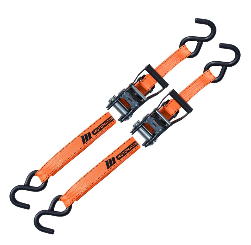 MotoMaster 3,000-lb Heavy Duty Ratchet Tie Down Strap, Non-Padded, 1-in x 10-ft, 2-pk N1