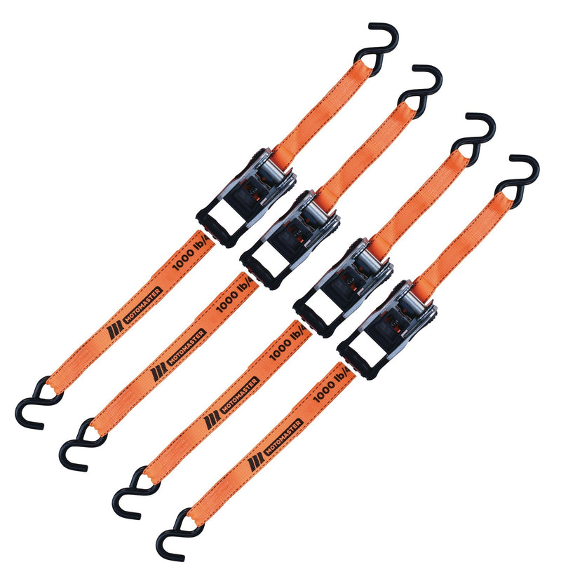 MotoMaster 3,000-lb Heavy Duty Ratchet Tie Down Straps, Extra Long, 1.25-in x 20-ft, 4-pk G4