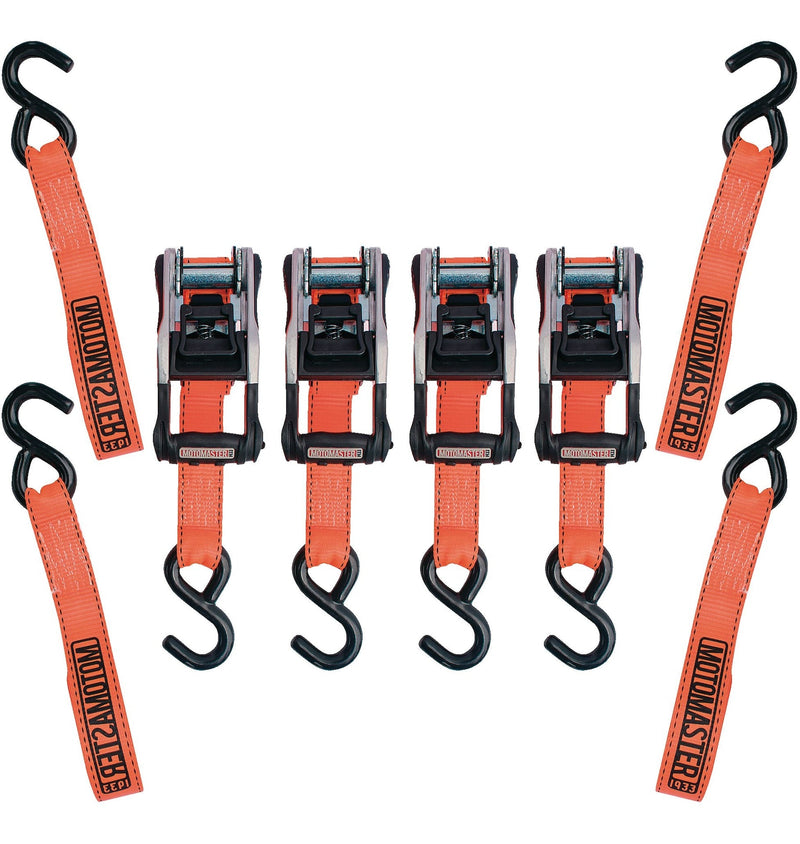 MotoMaster 3,000-lb Heavy Duty Ratchet Tie Down, with Padded D-Handle, 1.25-in x 14-ft, 4-pk G1