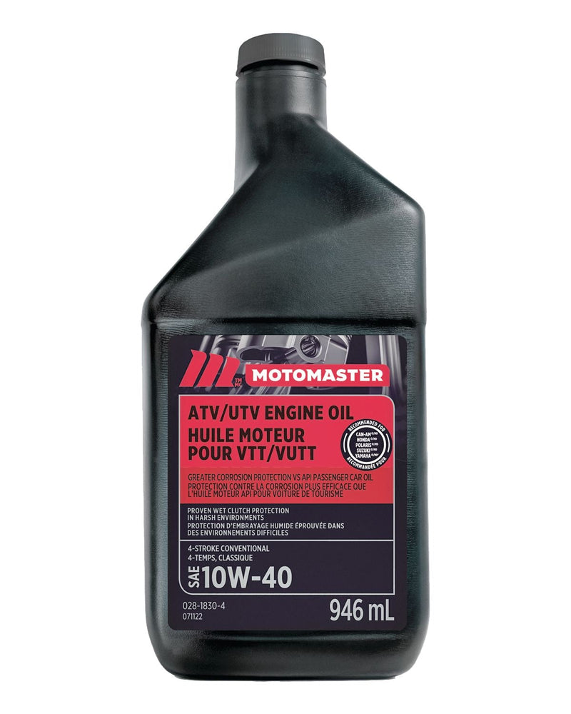 MotoMaster 4-Stroke Premium ATV/UTV Engine Oil 10W40, 946-mL F8